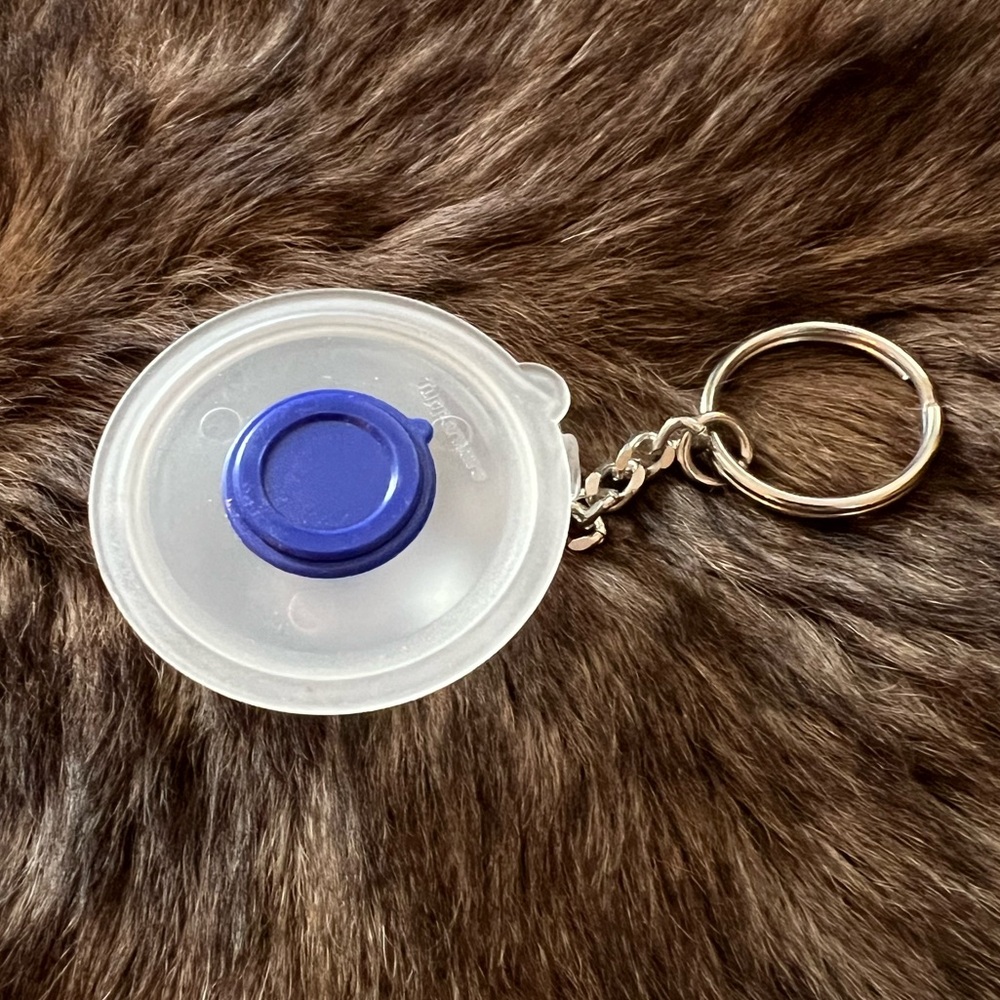 Vintage Tupperware Batter Bowl Keychain – Clear & Blue – With Handle – NEW